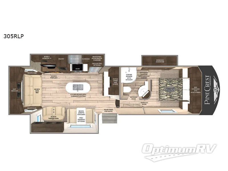 2020 VanLeigh Pinecrest 305RLP RV Floorplan Photo