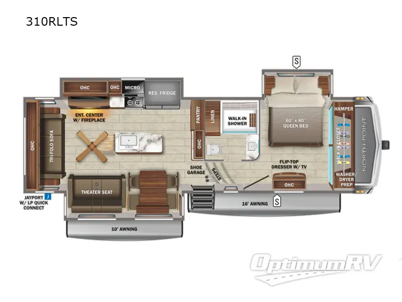 2022 Jayco North Point 310RLTS RV Floorplan Photo