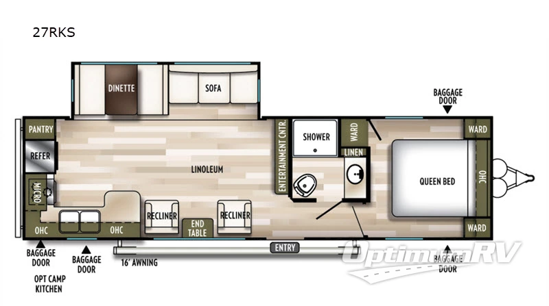 2019 Forest River Wildwood 27RKS Floorplan Photo
