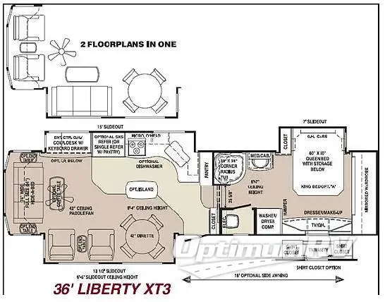 2008 Teton Experience 36' Liberty XT3 RV Floorplan Photo