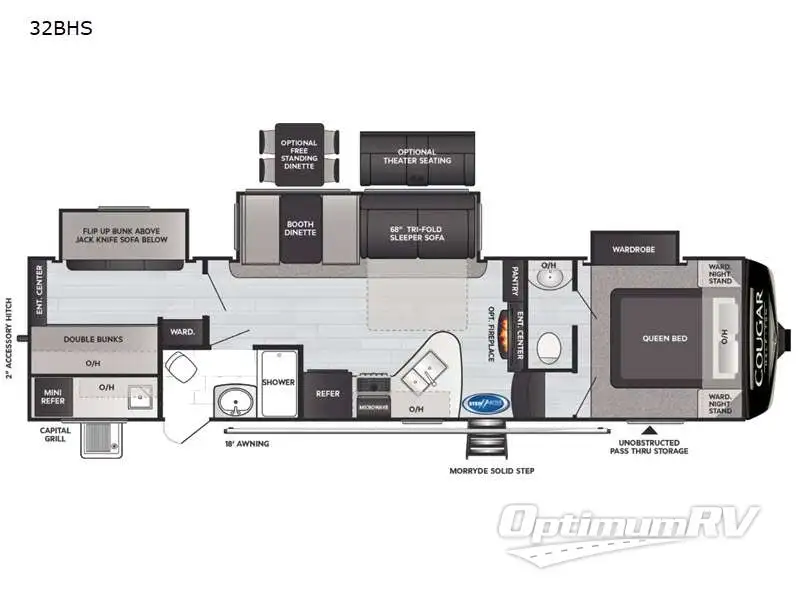 2021 Keystone Cougar Half-Ton 32BHS Floorplan Photo