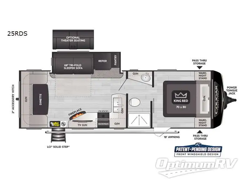2023 Keystone Cougar Half-Ton 25RDS RV Floorplan Photo