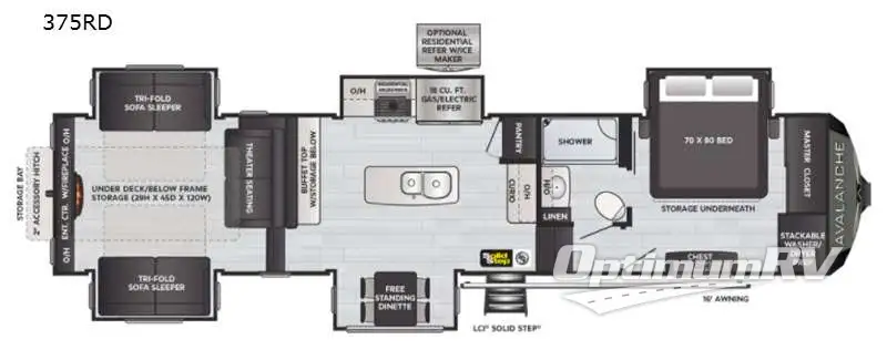 2021 Keystone Avalanche 375RD Floorplan Photo