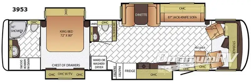 2016 Newmar Canyon Star 3953 RV Floorplan Photo