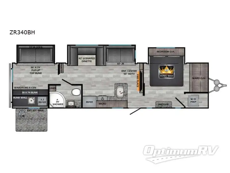 2022 CrossRoads Zinger ZR340BH RV Floorplan Photo