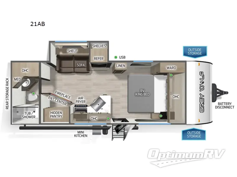 2027 Forest River Cherokee Grey Wolf 21AB Floorplan Photo
