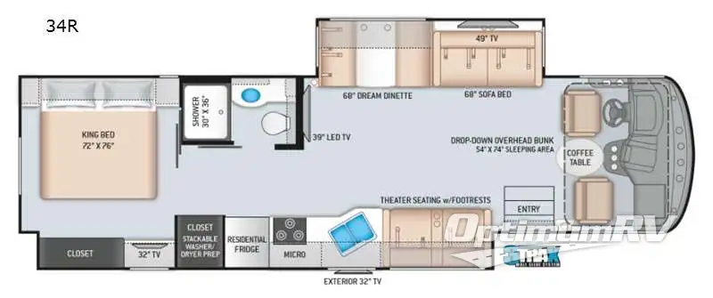 2021 Thor Hurricane 34R RV Floorplan Photo