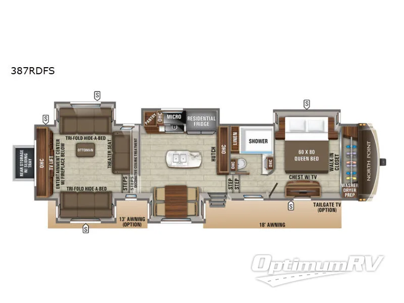 2019 Jayco North Point 387RDFS Floorplan Photo