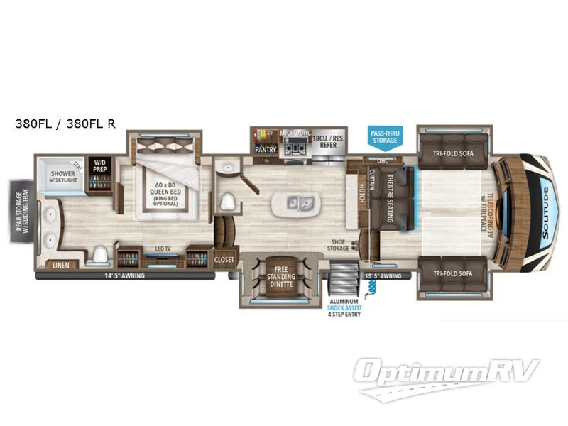 2019 Grand Design Solitude 380FL Floorplan Photo