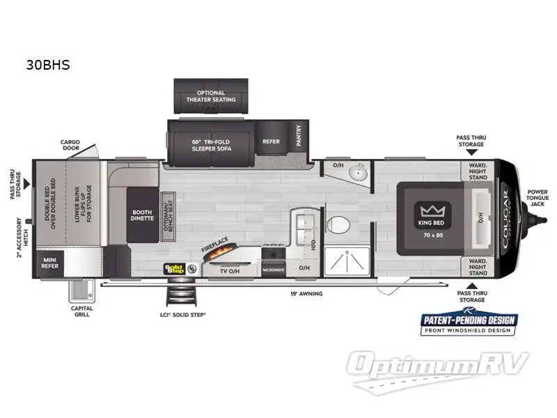 2022 Keystone Cougar Half-Ton 30BHS RV Floorplan Photo