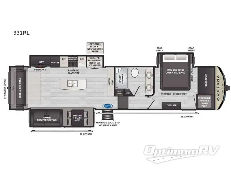 2022 Keystone Montana High Country 331RL Floorplan Photo
