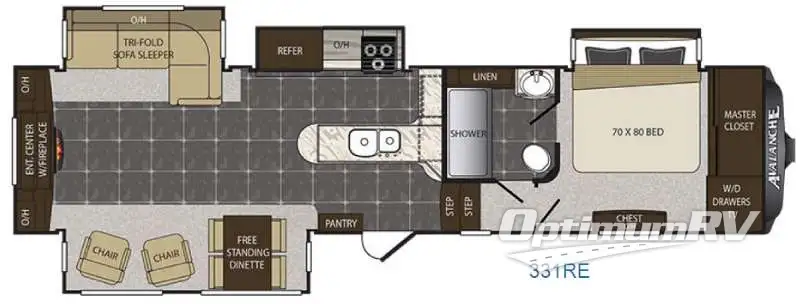 2016 Keystone Avalanche 331RE RV Floorplan Photo