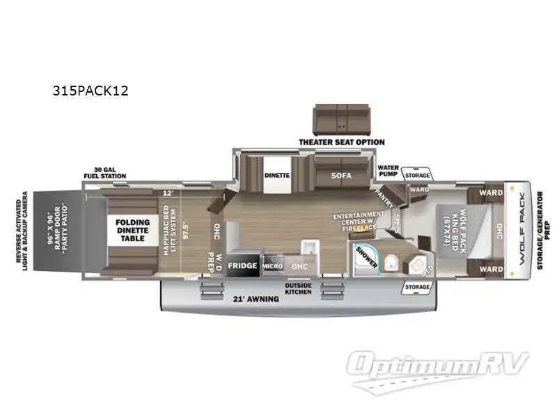 2022 Forest River Cherokee Wolf Pack 315PACK12 RV Floorplan Photo