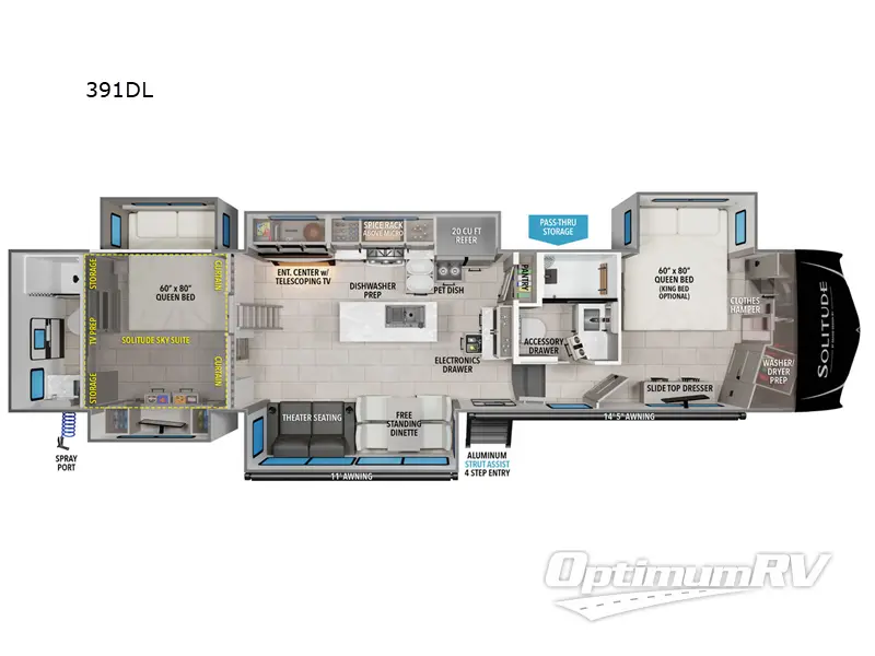 2025 Grand Design Solitude 391DL RV Floorplan Photo
