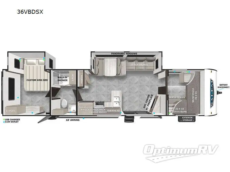 2023 Forest River Salem 36VBDSX Floorplan Photo