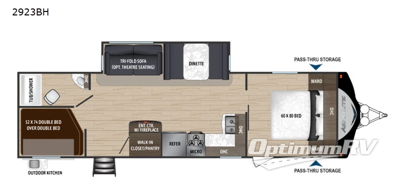 2019 Dutchmen Aerolite 2923BH Floorplan Photo