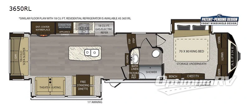 2019 Keystone alpine 3650RL Floorplan Photo