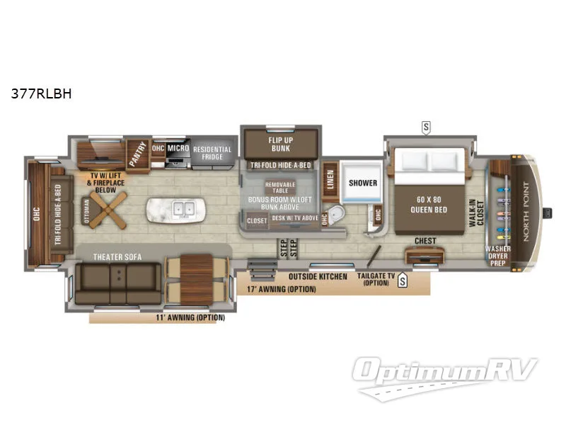2019 Jayco North Point 377RLBH Floorplan Photo