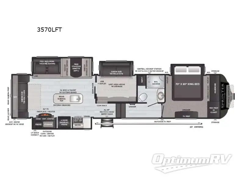 2021 Keystone Sprinter Limited 3570LFT RV Floorplan Photo