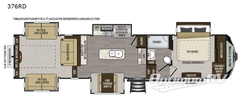 2019 Keystone Avalanche 376RD Floorplan Photo
