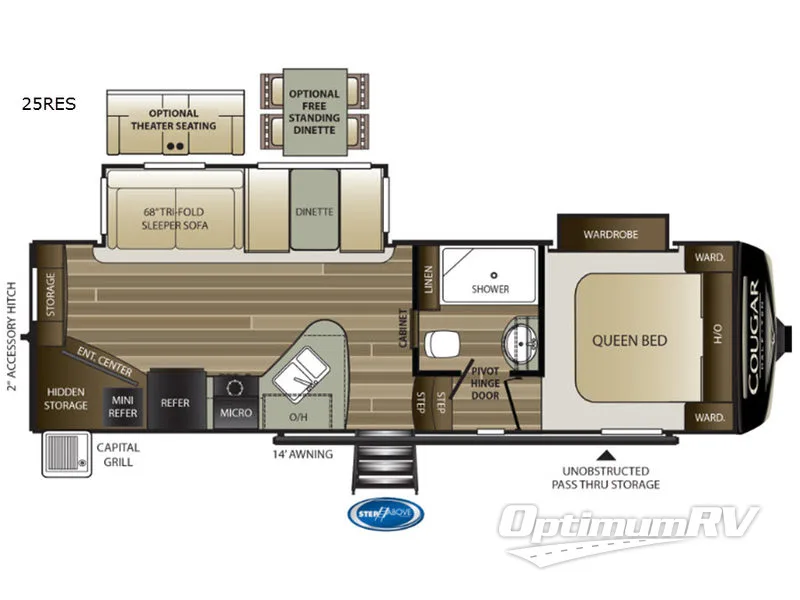 2019 Keystone Cougar Half-Ton Series 25RES RV Floorplan Photo