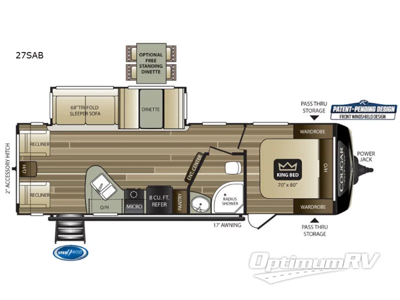 2019 Keystone Cougar Half-Ton Series 27SAB RV Floorplan Photo