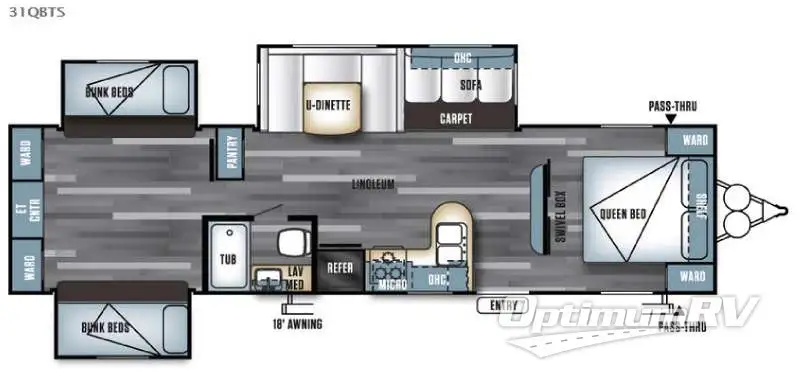 2016 Forest River Salem 31QBTS RV Floorplan Photo