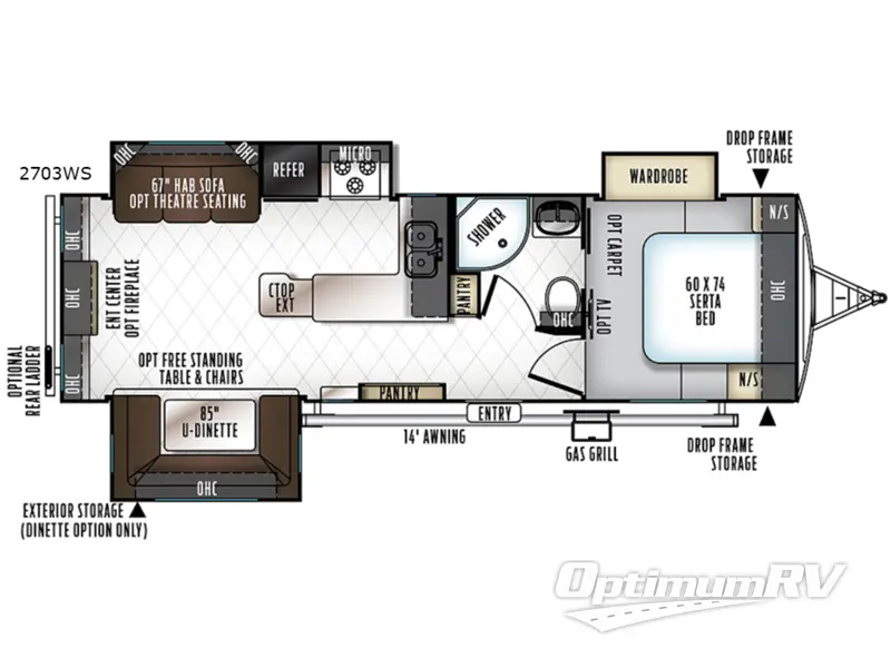 2018 Forest River Rockwood Ultra Lite 2703WS RV Floorplan Photo