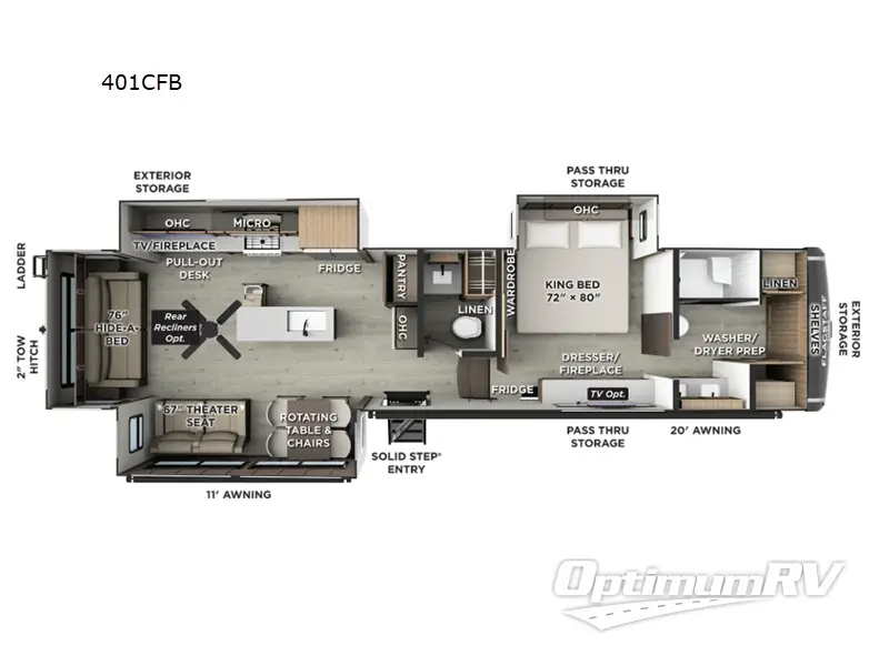 2026 Forest River Flagstaff Classic 401CFB RV Floorplan Photo