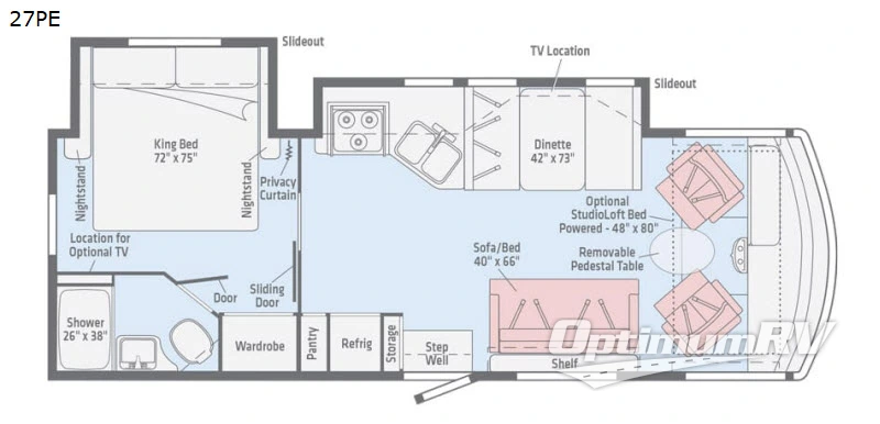 2019 Winnebago Vista 27PE Floorplan Photo