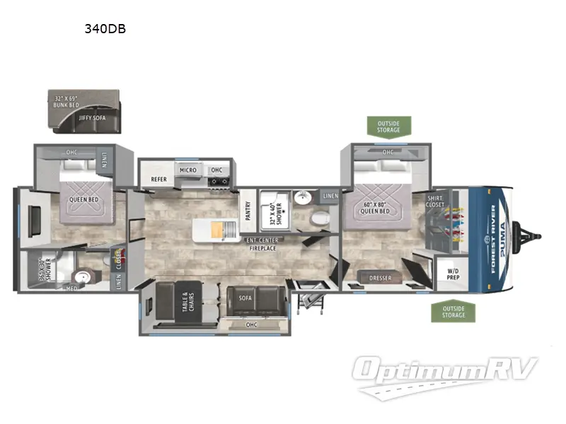 2027 Forest River Puma 340DB RV Floorplan Photo