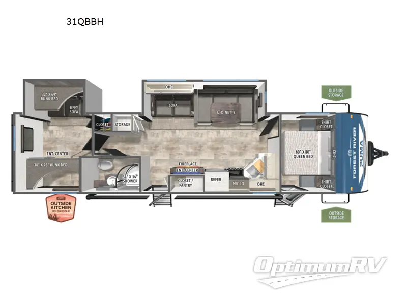 2027 Forest River Puma 31QBBH RV Floorplan Photo