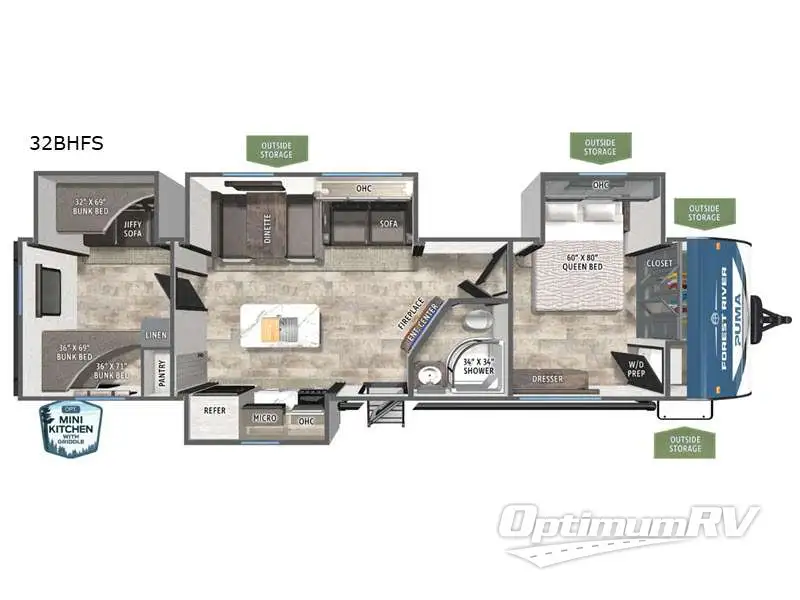 2027 Forest River Puma 32BHFS Floorplan Photo
