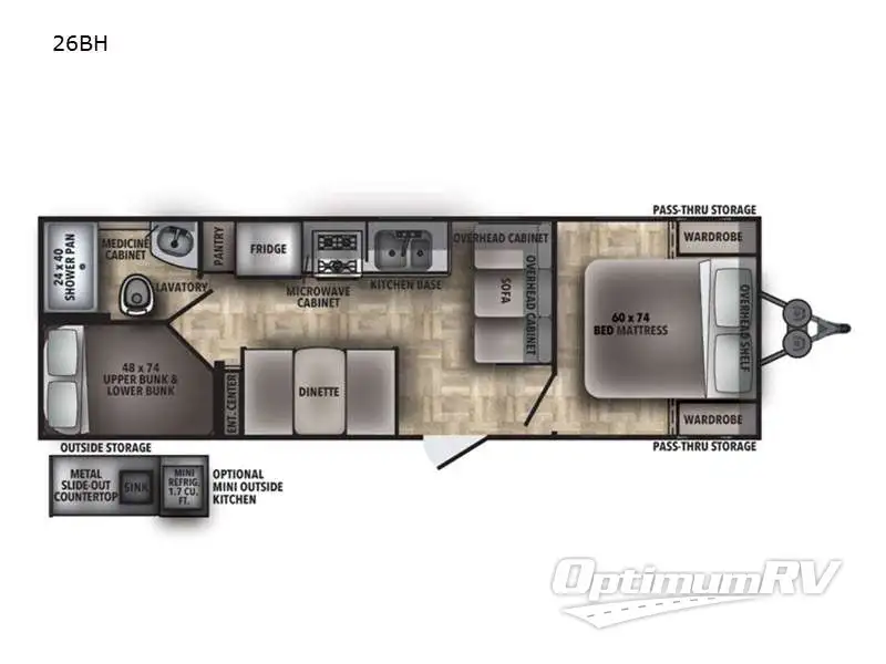 2022 Shasta Shasta 26BH RV Floorplan Photo