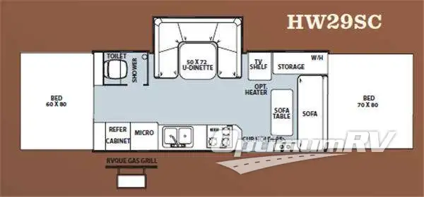 2011 Forest River Flagstaff High Wall HW29SC RV Floorplan Photo