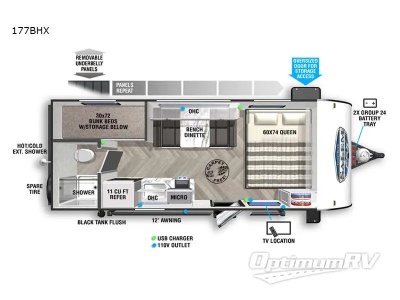 2021 Forest River Salem 177BHX Floorplan Photo