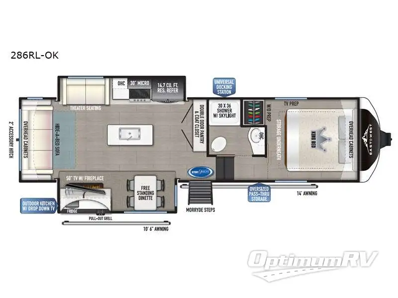 2022 East To West Tandara 286RL-OK Floorplan Photo
