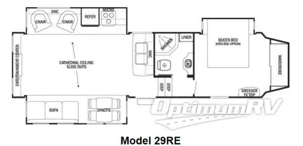 2012 Forest River Cedar Creek Silverback 29RE RV Floorplan Photo