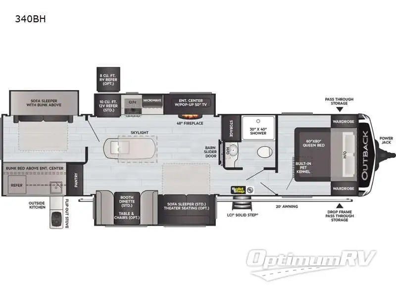 2022 Keystone Outback 340BH Floorplan Photo
