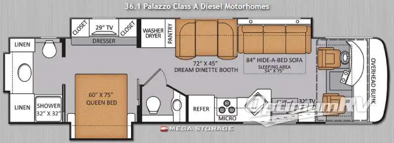 2014 Thor Palazzo 36 1 RV Floorplan Photo