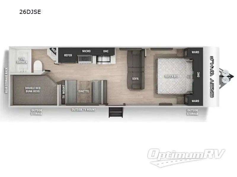 2022 Forest River Cherokee Grey Wolf 26DJSE Floorplan Photo