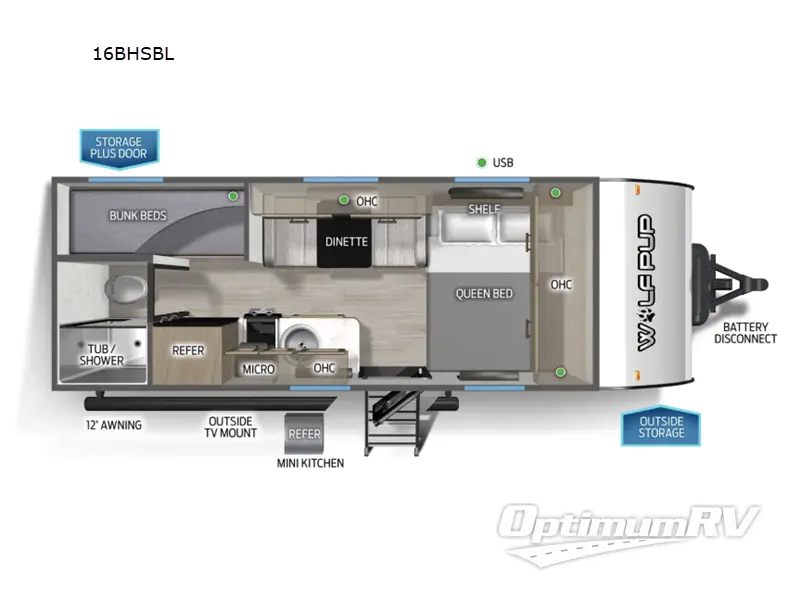 2026 Forest River Cherokee Wolf Pup Black Label 16BHSBL RV Floorplan Photo