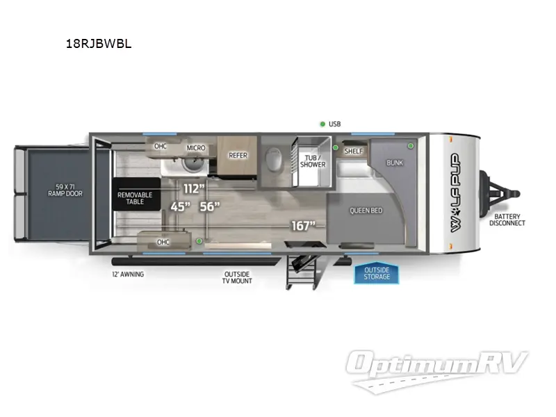 2026 Forest River Cherokee Wolf Pup Black Label 18RJBWBL Floorplan Photo