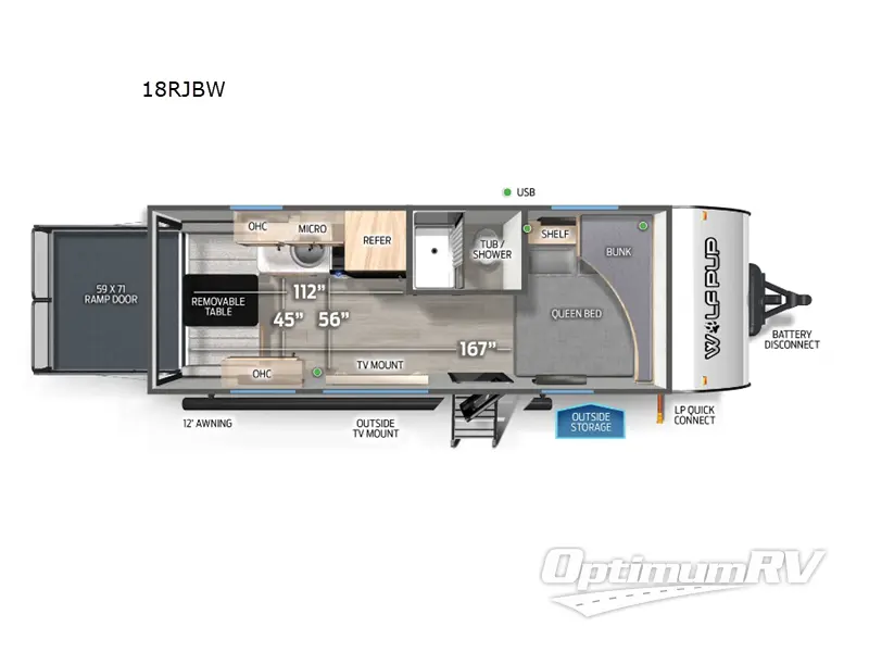 2026 Forest River Cherokee Wolf Pup 18RJBW RV Floorplan Photo