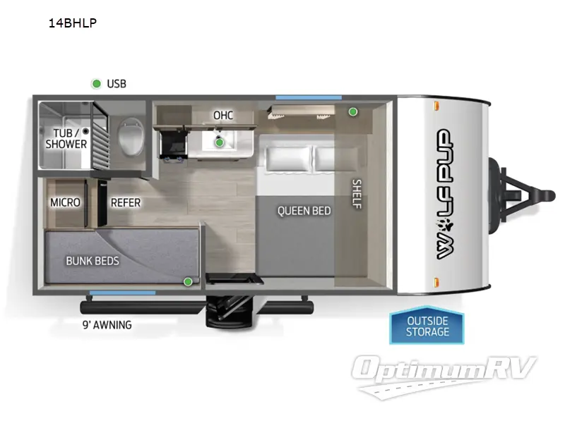 2026 Forest River Cherokee Wolf Pup 14BHLP Floorplan Photo