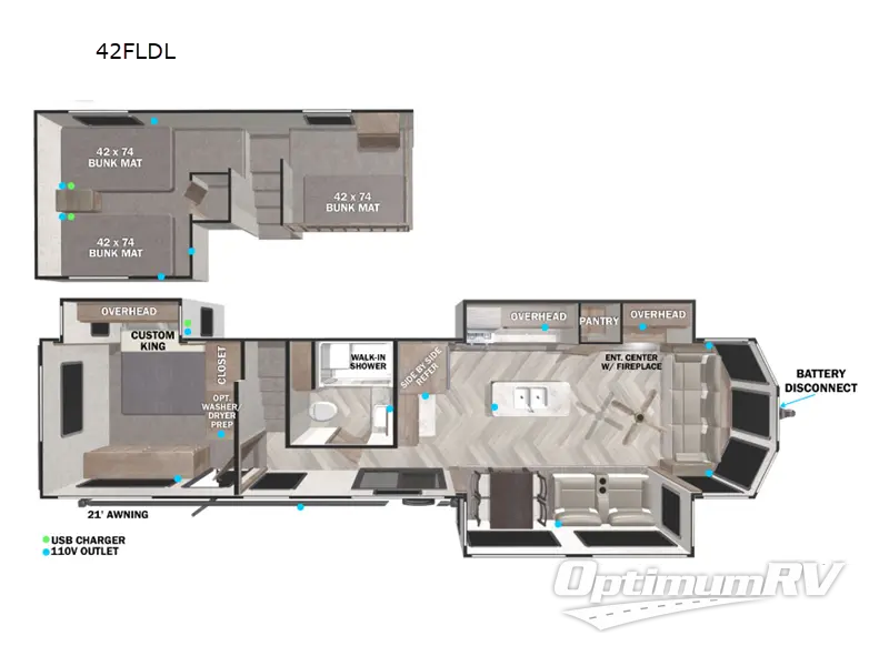 2022 Forest River Wildwood Grand Lodge 42FLDL RV Floorplan Photo