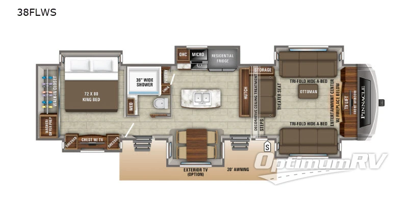 2019 Jayco Pinnacle 38FLWS Floorplan Photo