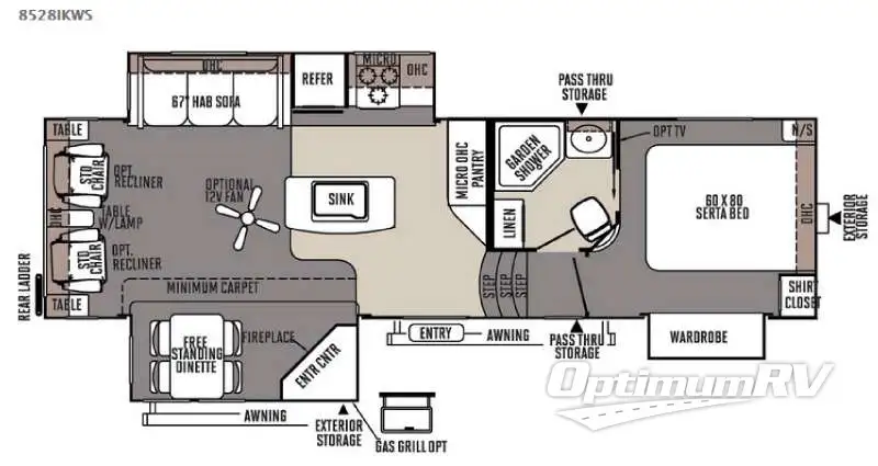 2015 Forest River Flagstaff Classic Super Lite 8528IKWS Floorplan Photo