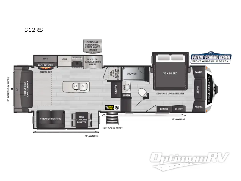 2022 Keystone Avalanche 312RS Floorplan Photo