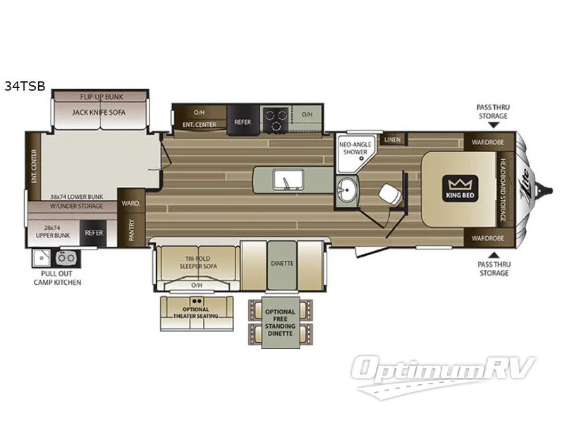 2018 Keystone Cougar X-Lite 34TSB Floorplan Photo